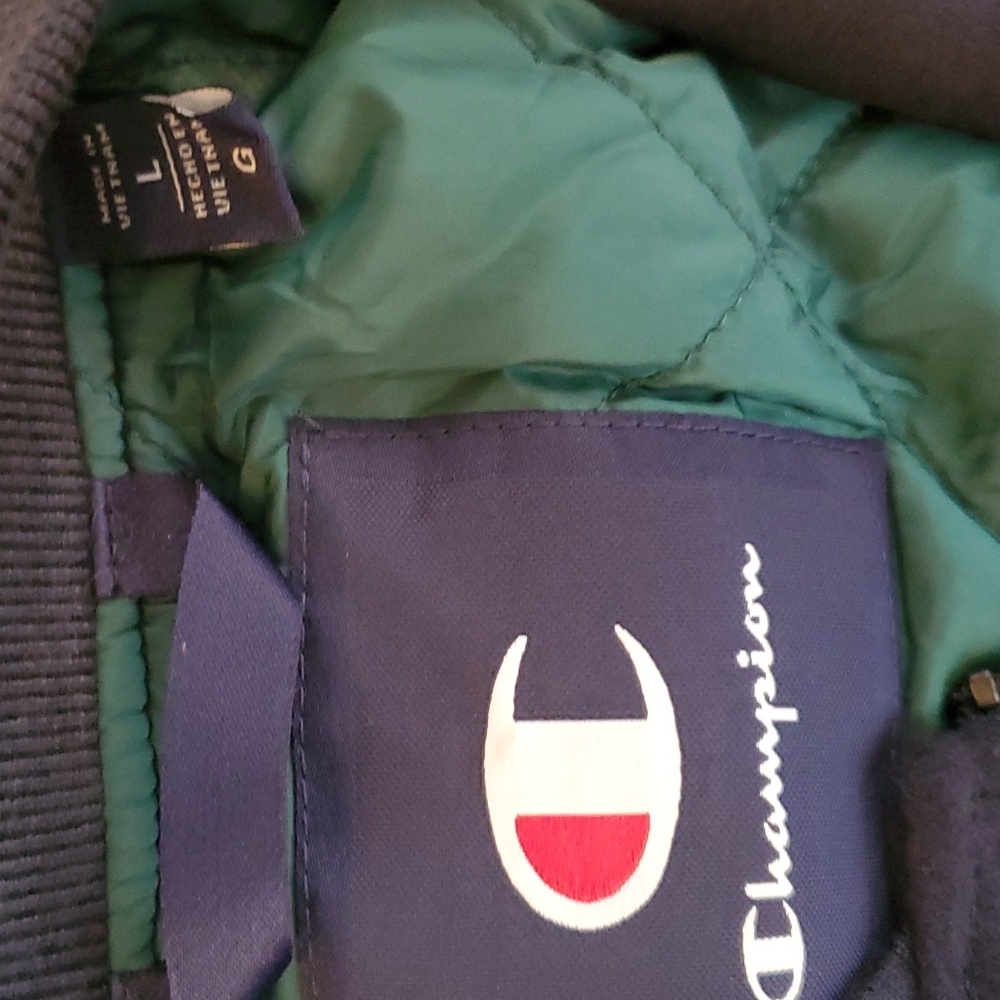 Champion Men's Colorblocked Mixed Media Varsity Jacket. - Picture 4 of 6